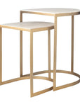 Lindon - Travertine Nesting Tables Set - Gold / White