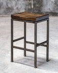Beck - Industrial Bar Stool - Dark Brown & Black