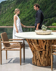 Stonewood - Indoor-Outdoor Dining Table - White / Woodtone