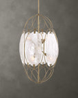 Valencia - 6 Light Glass Panel Pendant - Gold / White