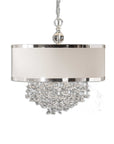 Fascination - 3 Light Silken Drum Pendant - Pearl Silver