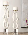 Feamelo - Ivory Stone Candleholders (Set of 2)