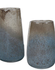 Ione - Seeded Glass Vases (Set of 2) - Blue