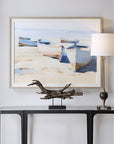 Beached Boats - Framed Print - Light Brown