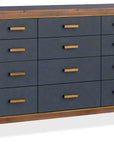 Melange - Geneva Accent Drawer Chest - Blue / Medium Walnut