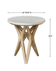Marnie - Limestone Side Table - White & Light Brown