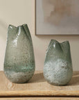 Chianti - Seeded Glass Vases (Set of 2) - Blue / Green