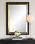 Bach - Rectangle Mirror - Walnut & Brass