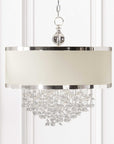 Fascination - 3 Light Silken Drum Pendant - Pearl Silver