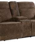 MS - Wheeler Power Console Loveseat With Power Headrest - Dark Brown