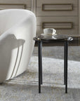 Kennington - Round Glass Accent Table - Black / Brass / Bronze