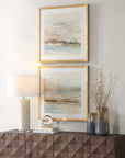 So Golden - Abstract Landscape Prints (Set of 2) - Black / Blue / Brass / Gold / Gray / Pink / White