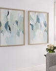 Seabreeze - Abstract Framed Canvas Prints (Set of 2) - Light Blue