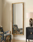 Kampar - Full Length Rattan Tall Mirror - Gold / Woodtone
