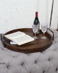 Reine - Round Wooden Tray - Dark Brown