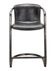 Freeman - Leather Counter Stool (Set of 2) - Onyx Black