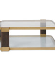 Ryles - Glass Coffee Table - Brass / Brown / Woodtone