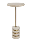 Adames - Travertine Drink Table - Brass / White