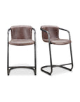 Freeman - Leather Counter Stool (Set of 2) - Grazed Brown