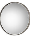 Stefania - Beaded Round Mirror - Pearl Silver