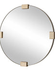 Russo - Travertine Round Mirror - Bronze / Brown / Gold