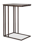 Theodore - Travertine Accent Table - Dark Brown