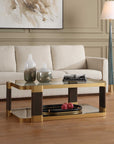 Ryles - Glass Coffee Table - Brass / Brown / Woodtone