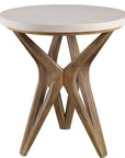 Marnie - Limestone Side Table - White & Light Brown