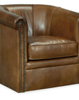 CC - Axton Swivel Leather Club Chair - Dark Brown