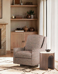 Eleana - Marble Top Round End Table - Medium Wood