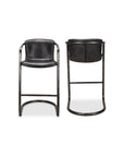 Freeman - Leather Barstool (Set of 2) - Onyx Black