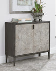 Laurentia - 2 Door Accent Cabinet - Black & Pearl Silver