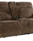 MS - Wheeler Power Console Loveseat With Power Headrest - Dark Brown