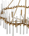 Crystal - Stick 8 Light Chandelier - Brass