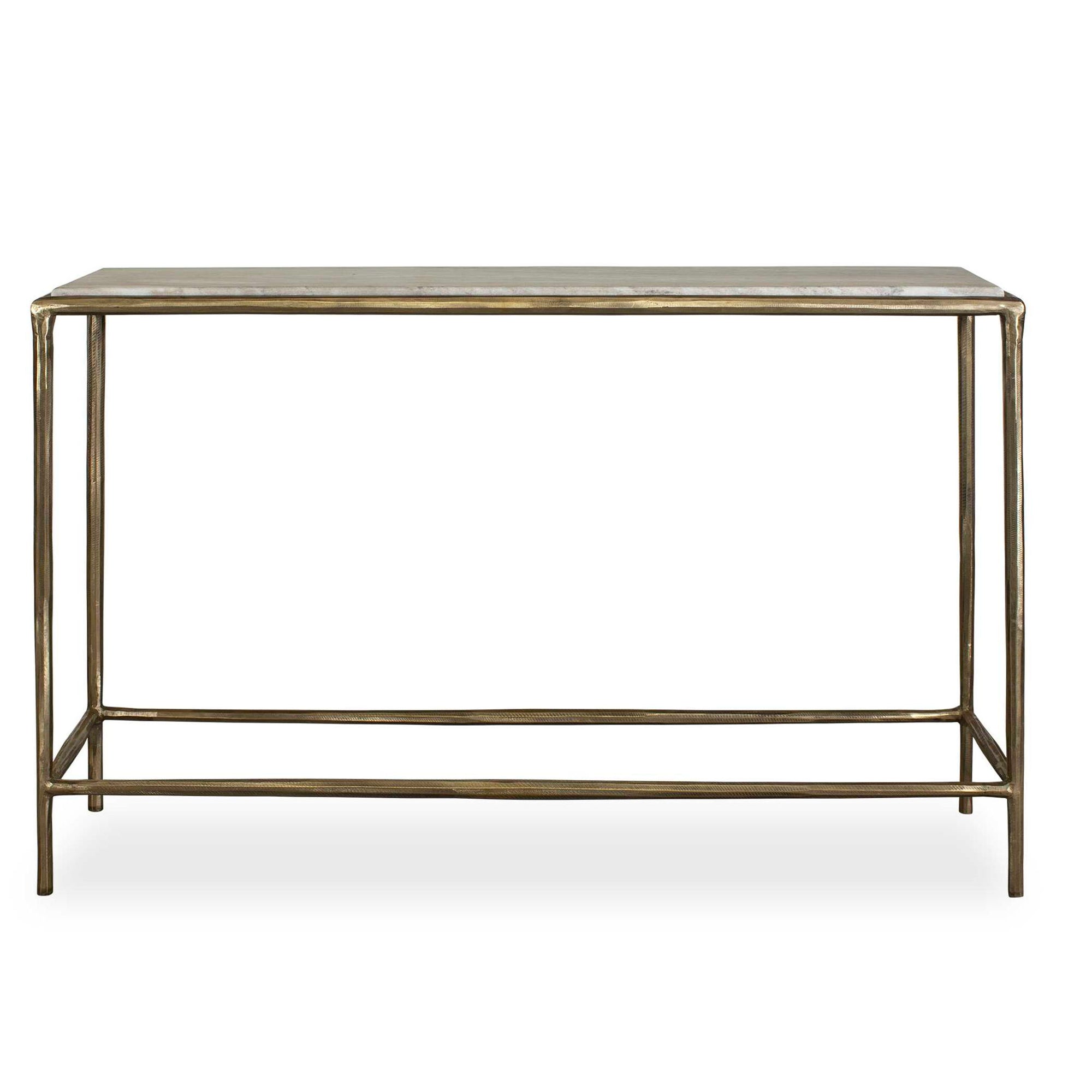Minerva - Marble Top Console Table - Brass / Gray / White