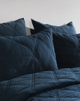 Caleb - Hand Stitched King Quilt - Midnight Blue
