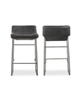 Starlet - Counter Stool Leather (Set of 2) - Onyx Black