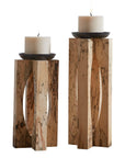 Ilva - Wood Candleholders (Set of 2) - Light Brown