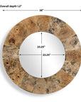 Hiram - Round Wood Mirror - Woodtone