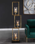 Cielo - Staggered Rectangles Floor Lamp - Gold