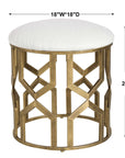 Trellis - Geometric Accent Stool - White & Gold