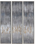 Gray Showers - Hand Painted Canvases (Set of 3) - Dark Gray