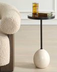 Odesa - Marble Accent Table - Black / White