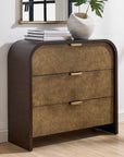 Byrams - 3 Drawer Oak Chest - Brown / Gold / Woodtone