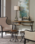 Sandy - Wing Back Armchair - Beige & Dark Brown
