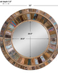 Jeremiah - Round Wood Mirror - Light Brown
