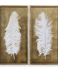 White Feathers - Shadow Box (Set of 2) - Gold