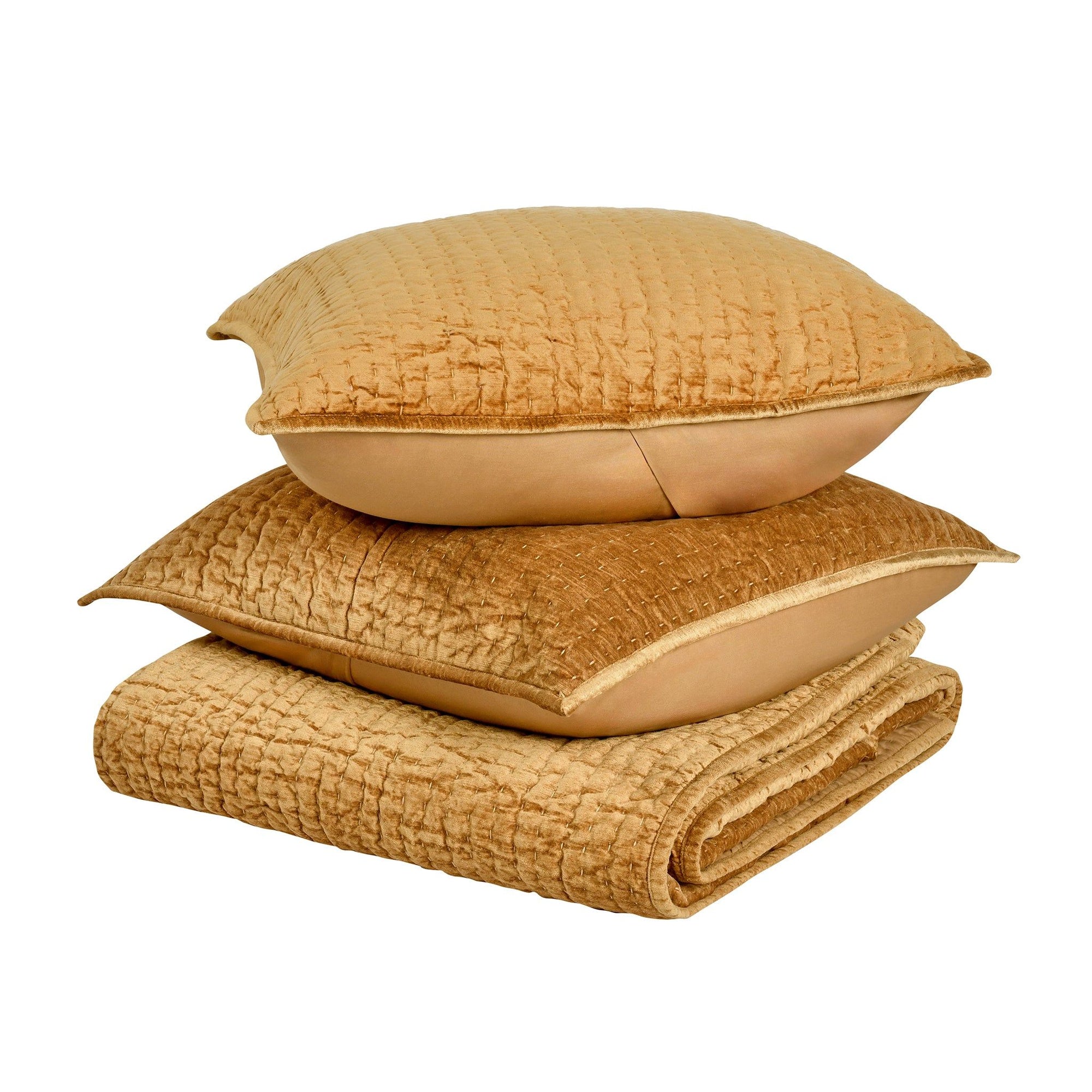 Bari - Velvet Quilt - Honey Gold