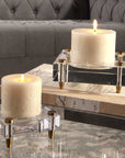Claire - Crystal Block Candleholders (Set of 2) - Beige