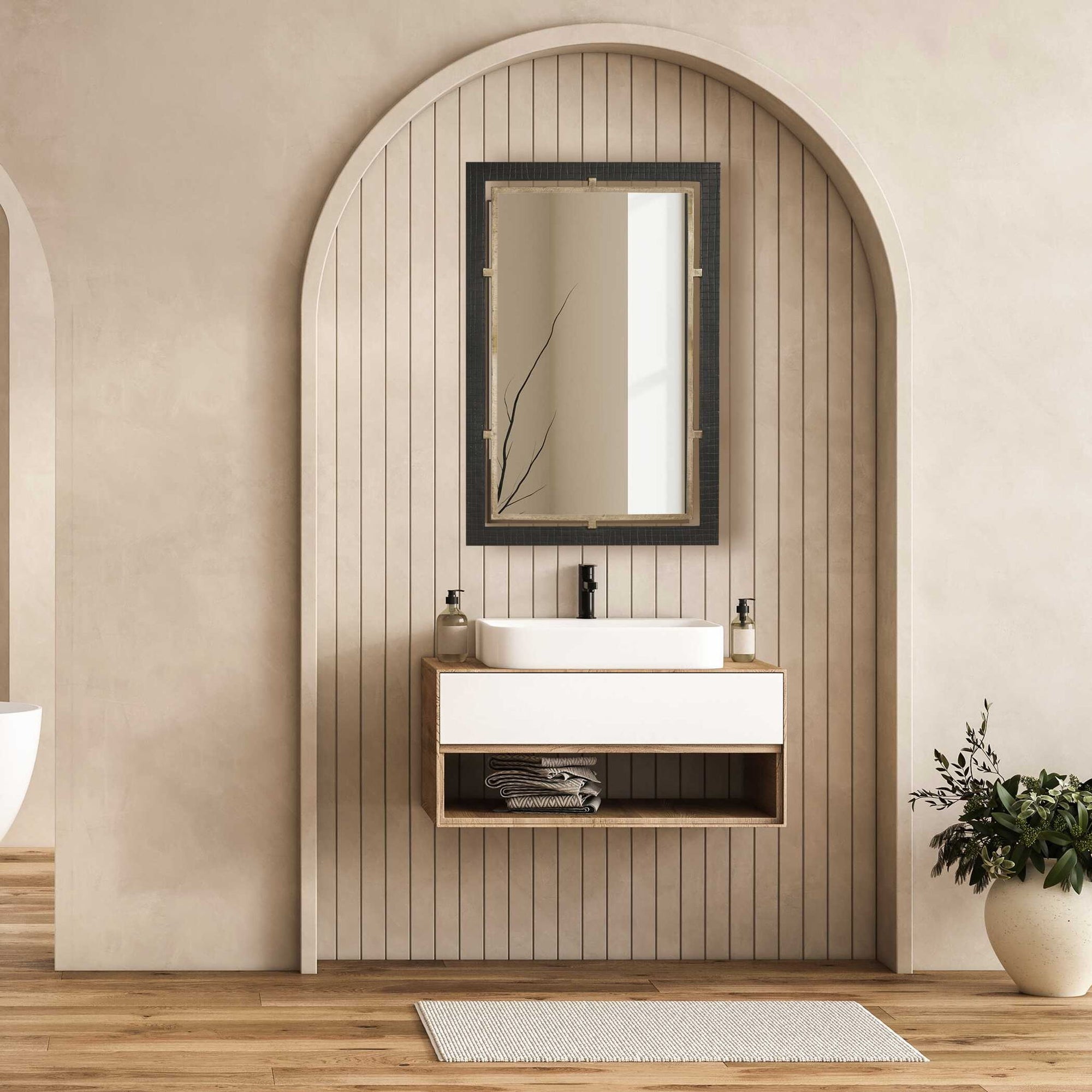 Bach - Rectangle Mirror - Walnut &amp; Brass